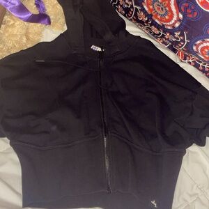 black cropped zip up sweatshirt